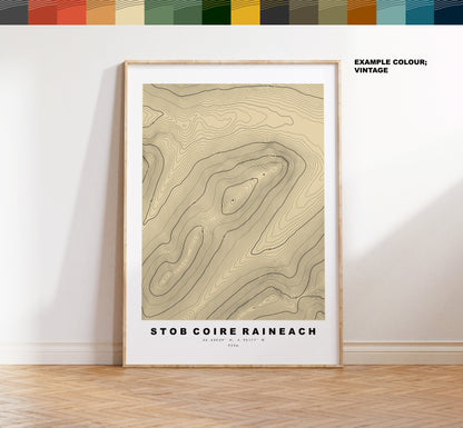 Stob Coire Raineach Print - Contour Map - Stob Coire Raineach Poster - Scotland - Topographic Map - Print - Wall Art - Raineach Map