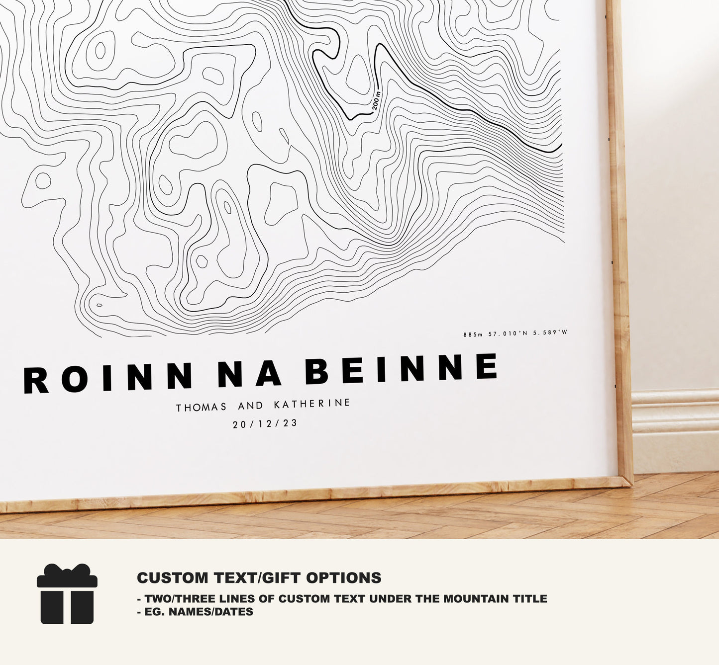 Roinn na Beinne Print - Contour Map - Roinn na Beinne Poster - Scotland - Topographic Map - Print - Wall Art - Roinn na Beinne Map