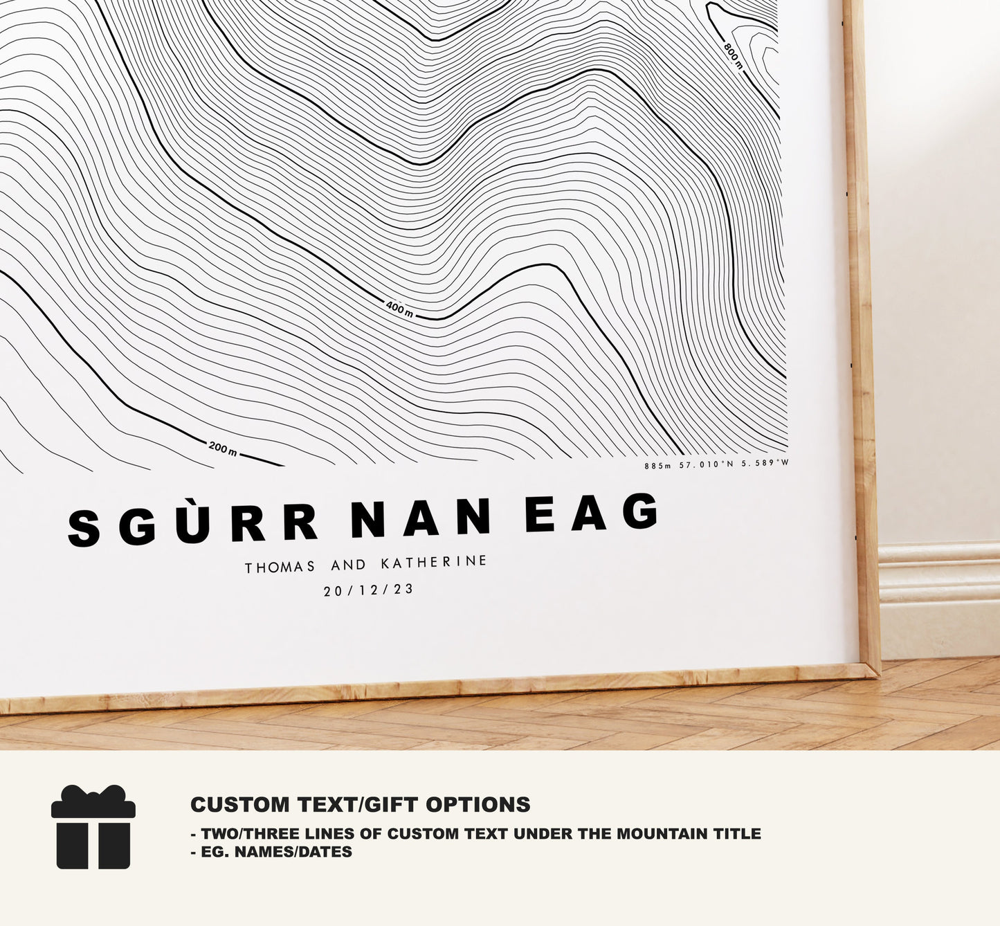 Sgurr Nan Eag Print - Contour Map - Sgurr Nan Eag Poster - Scotland - Topographic Map - Print - Wall Art - Sgurr Nan Eag Map