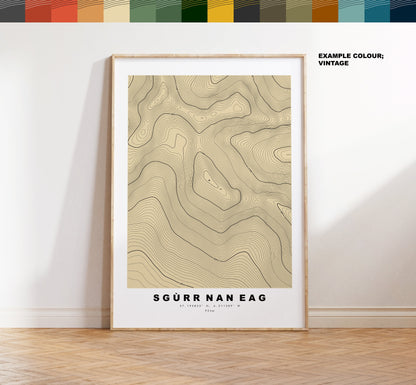 Sgurr Nan Eag Print - Contour Map - Sgurr Nan Eag Poster - Scotland - Topographic Map - Print - Wall Art - Sgurr Nan Eag Map