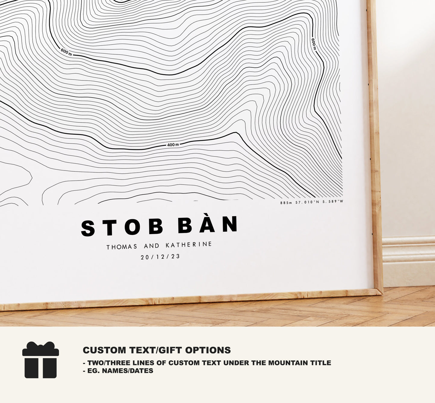 Stob Ban Print - Contour Map - Stob Ban Poster - Scotland - Topographic Map - Print - Wall Art - Stob Ban Map