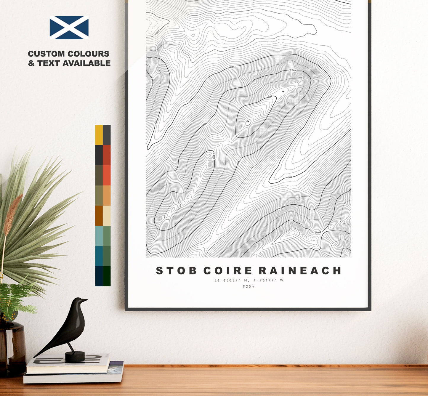 Stob Coire Raineach Print - Contour Map - Stob Coire Raineach Poster - Scotland - Topographic Map - Print - Wall Art - Raineach Map