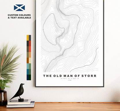 Old Man of Storr Print - Contour Map - The Storr Poster - Scotland - Topographic Map - Print - Wall Art - Map - Isle of Skye