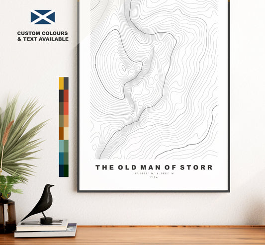 Old Man of Storr Print - Contour Map - The Storr Poster - Scotland - Topographic Map - Print - Wall Art - Map - Isle of Skye