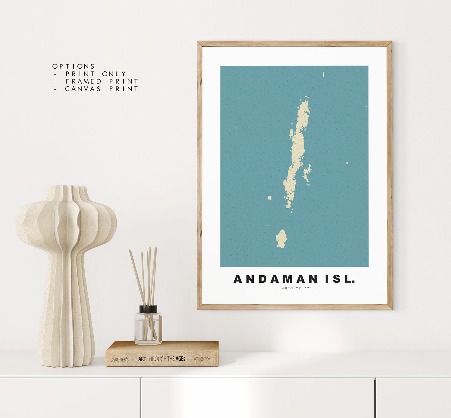 Andaman Islands Map Print - Personalised Map Gift - Framed or Canvas Options Available - Custom Text Options - Personalised Gift - Asia