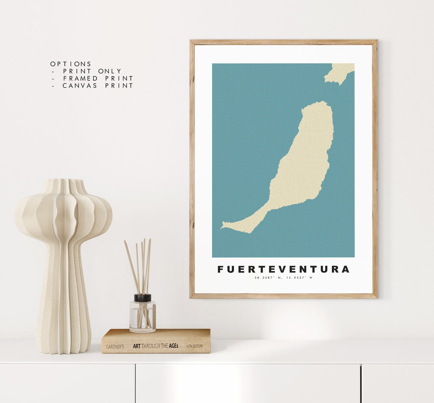 Fuerteventura Map Print - Personalised Map Gift - Framed or Canvas Options Available - Custom Text Options - Personalised Gift - Spain & Islands