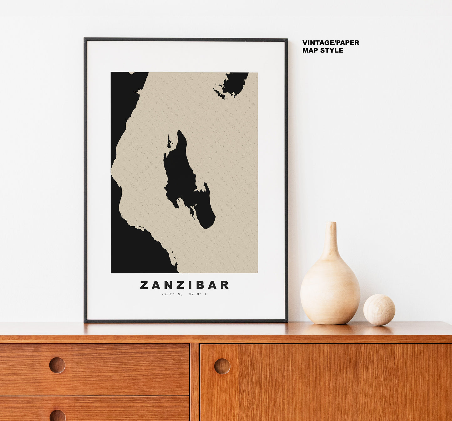 Zanzibar Map Print - Personalised Map Gift - Framed or Canvas Options Available - Custom Text Options - Personalised Gift - Africa