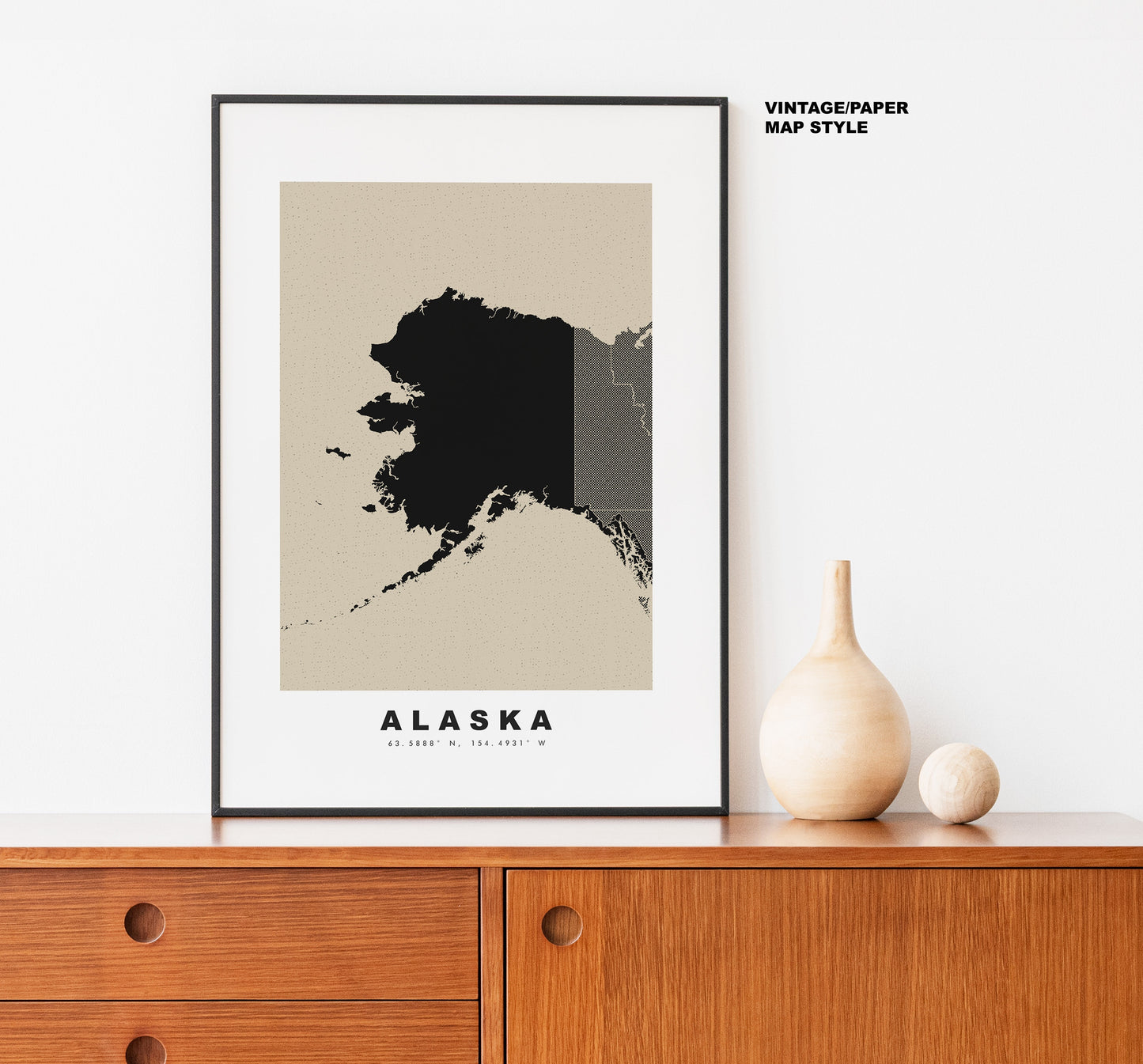 Alaska Map Print - Personalised Map Gift - Framed or Canvas Options Available - Custom Text Options - Personalised Gift - US States & Islands