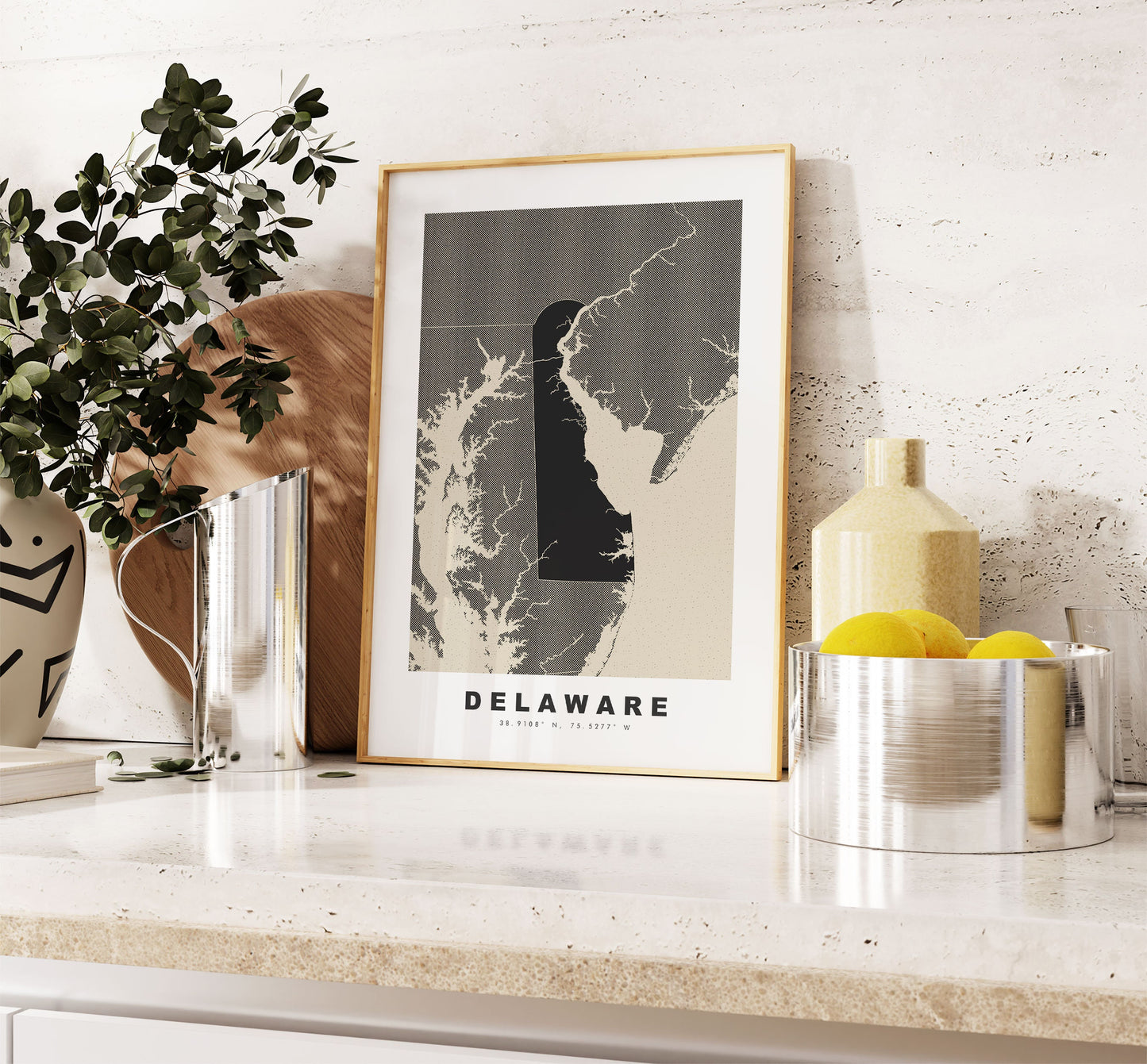 Delaware Map Print - Personalised Map Gift - Framed or Canvas Options Available - Custom Text Options - Personalised Gift - US States & Islands