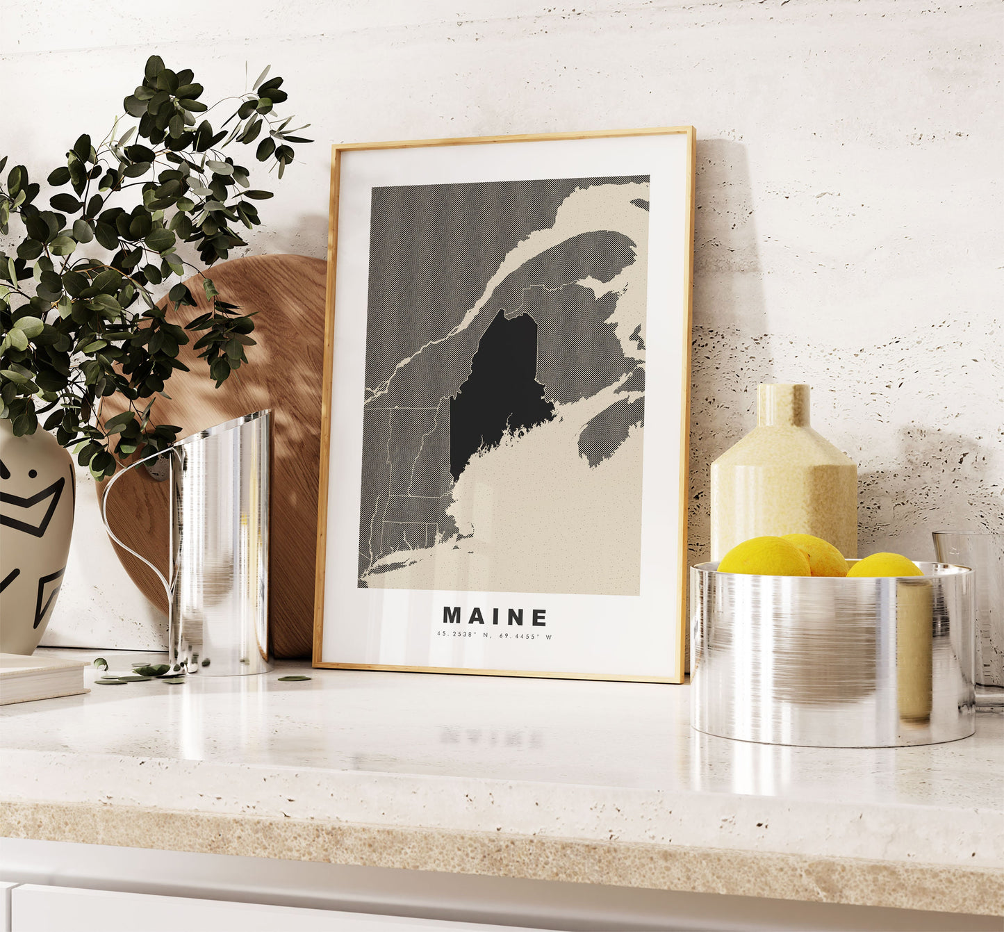 Maine Map Print - Personalised Map Gift - Framed or Canvas Options Available - Custom Text Options - Personalised Gift - US States & Islands