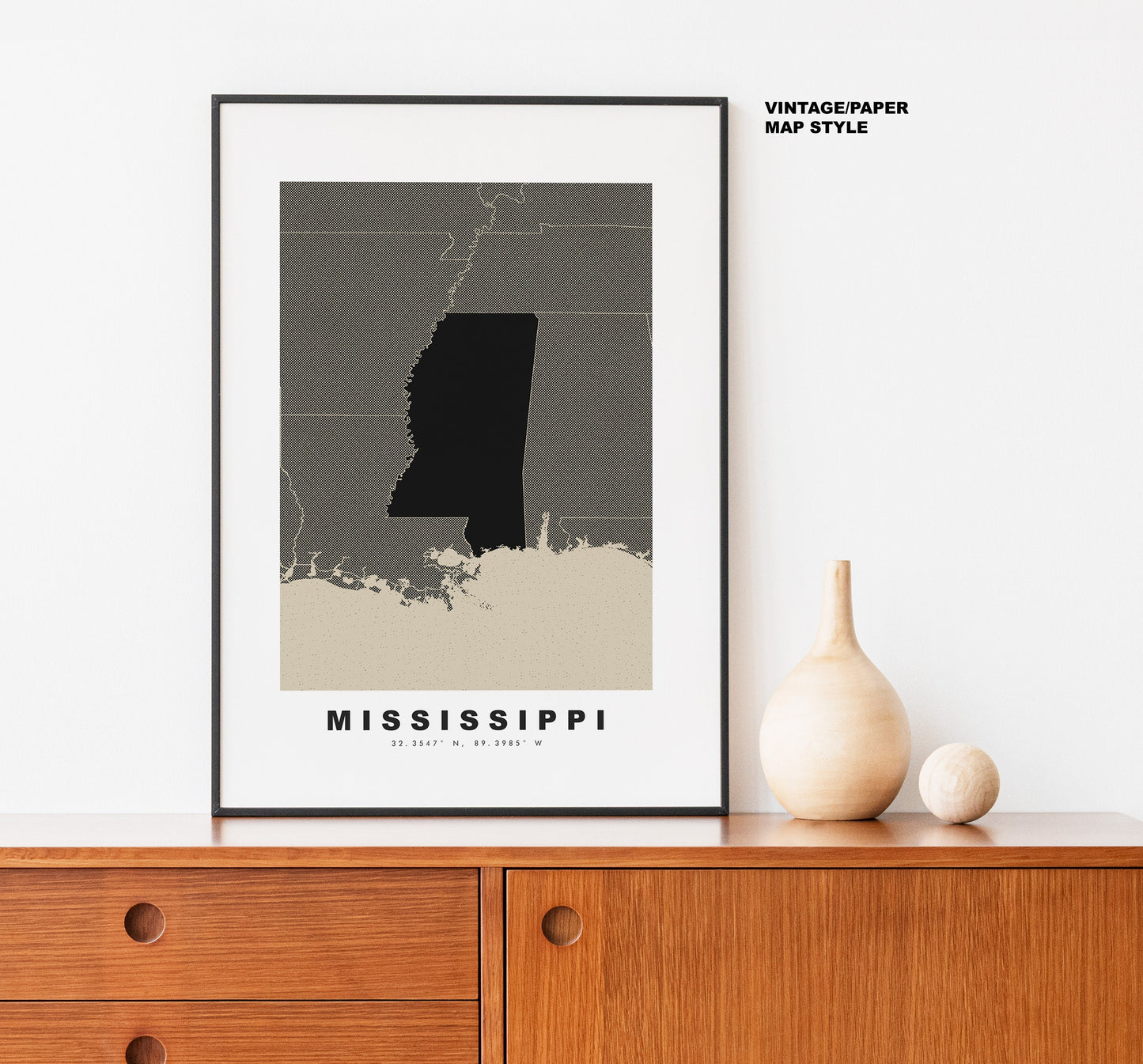 Mississippi Map Print - Personalised Map Gift - Framed or Canvas Options Available - Custom Text Options - Personalised Gift - US States & Islands