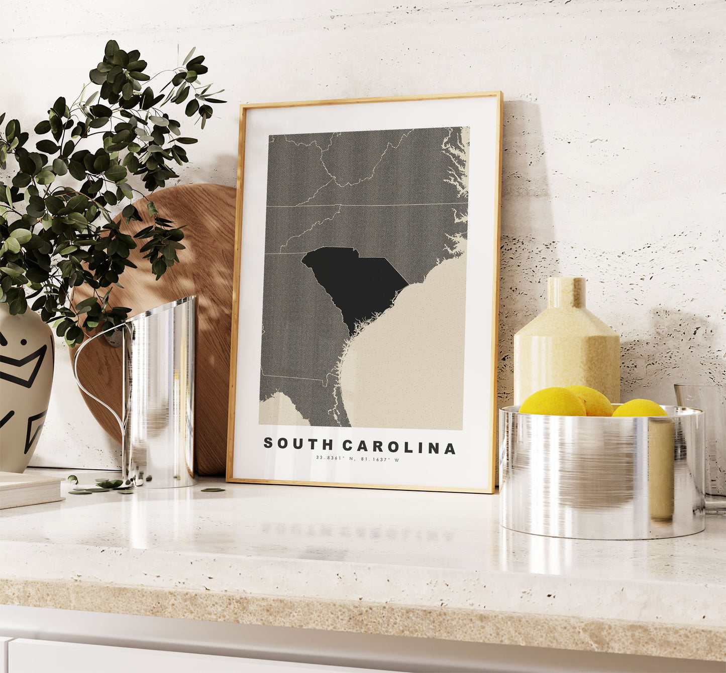 South Carolina Map Print - Personalised Map Gift - Framed or Canvas Options Available - Custom Text Options - Personalised Gift - US States & Islands