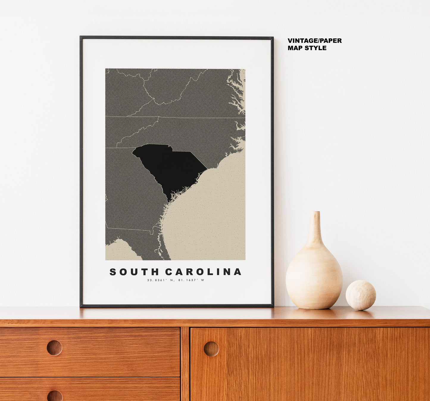 South Carolina Map Print - Personalised Map Gift - Framed or Canvas Options Available - Custom Text Options - Personalised Gift - US States & Islands