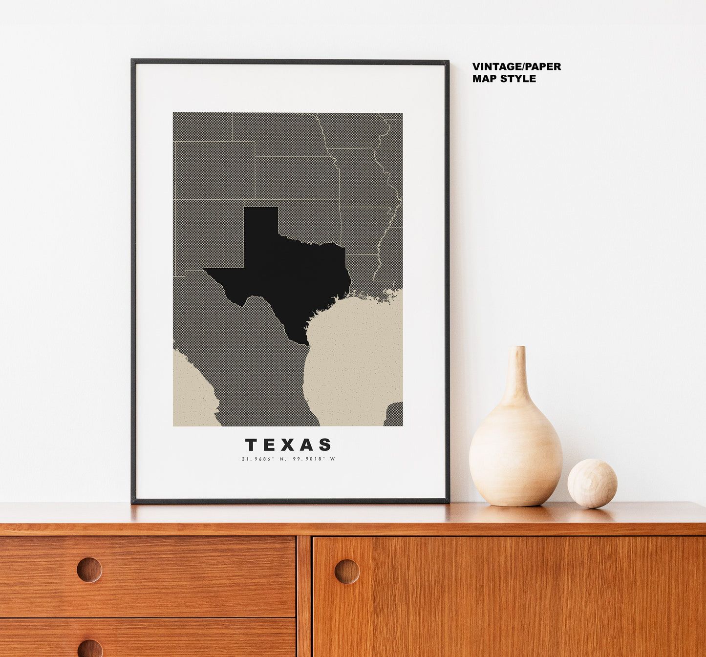 Texas Map Print - Personalised Map Gift - Framed or Canvas Options Available - Custom Text Options - Personalised Gift - US States & Islands