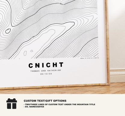 Cnicht Print - Contour Map - Snowdonia - Wales - Topographic Map - Print - Poster - Wall Art - Cnicht Poster - Relief Map - Topography