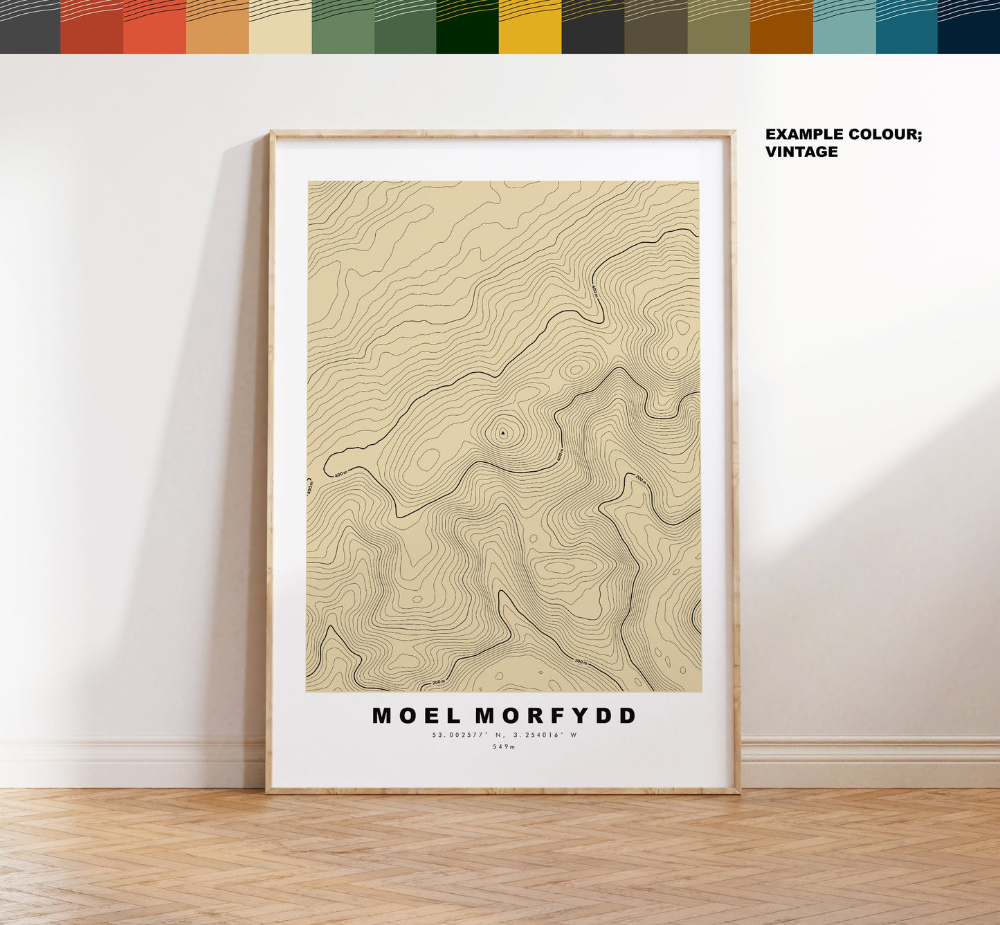 Moel Morfyyd Print - Contour Map - Clwydian Hills - Wales - Topographic Map - Print - Poster - Wall Art - Moel Morfyyd Map - Topography