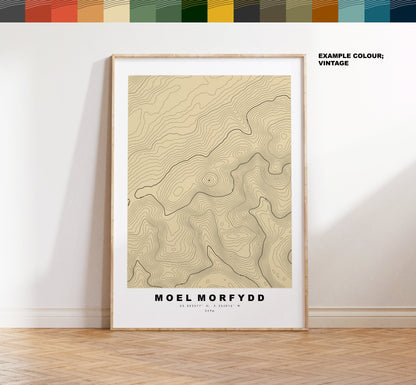 Moel Morfyyd Print - Contour Map - Clwydian Hills - Wales - Topographic Map - Print - Poster - Wall Art - Moel Morfyyd Map - Topography