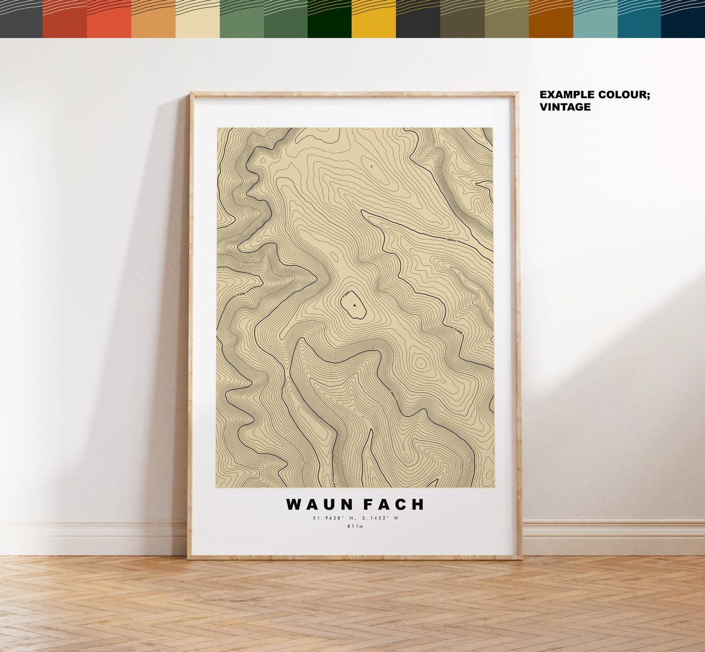 Waun Fach Print - Contour Map - Black Mountains - Wales - Topographic Map - Print - Poster - Wall Art - Waun Fach Poster - Map Print