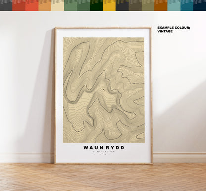 Waun Rydd Print - Contour Map - Brecon Beacons - Wales - Topographic Map - Print - Poster - Wall Art - Waun Rydd Poster - Map Print