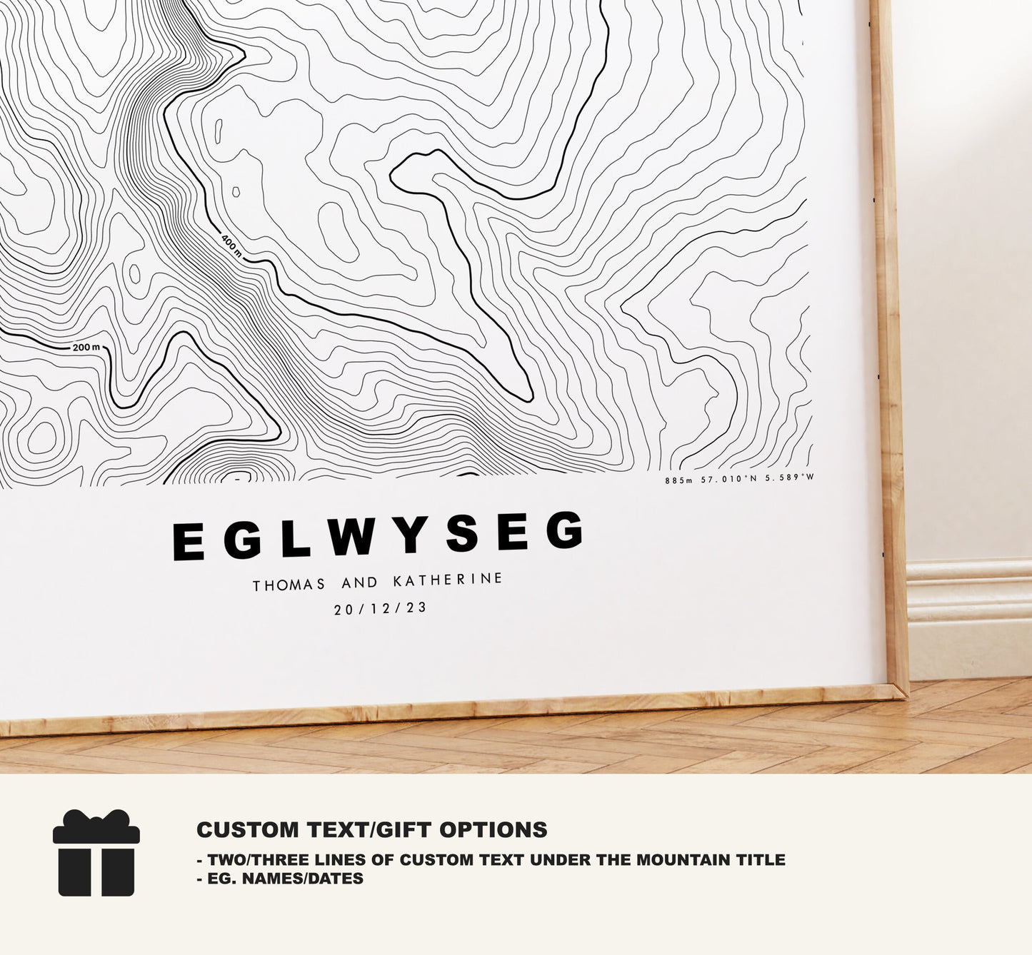 Eglwyseg Mountain Print - Contour Map - Eglwyseg - Wales - Topographic Map - Print - Poster - Wall Art - Eglwyseg Poster - Map - Topography