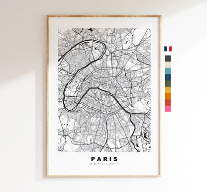 Paris Map Print - City Map Poster - Map Wall Art - France City Maps - Paris Print - Paris Poster - Minimalist City Map - France