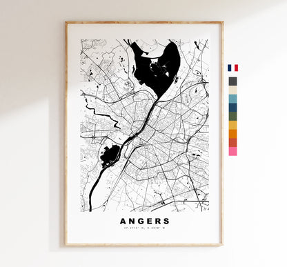 Angers Map Print - City Map Poster - Map Wall Art - France City Maps - Angers Print - Angers Poster - Minimalist City Map - France