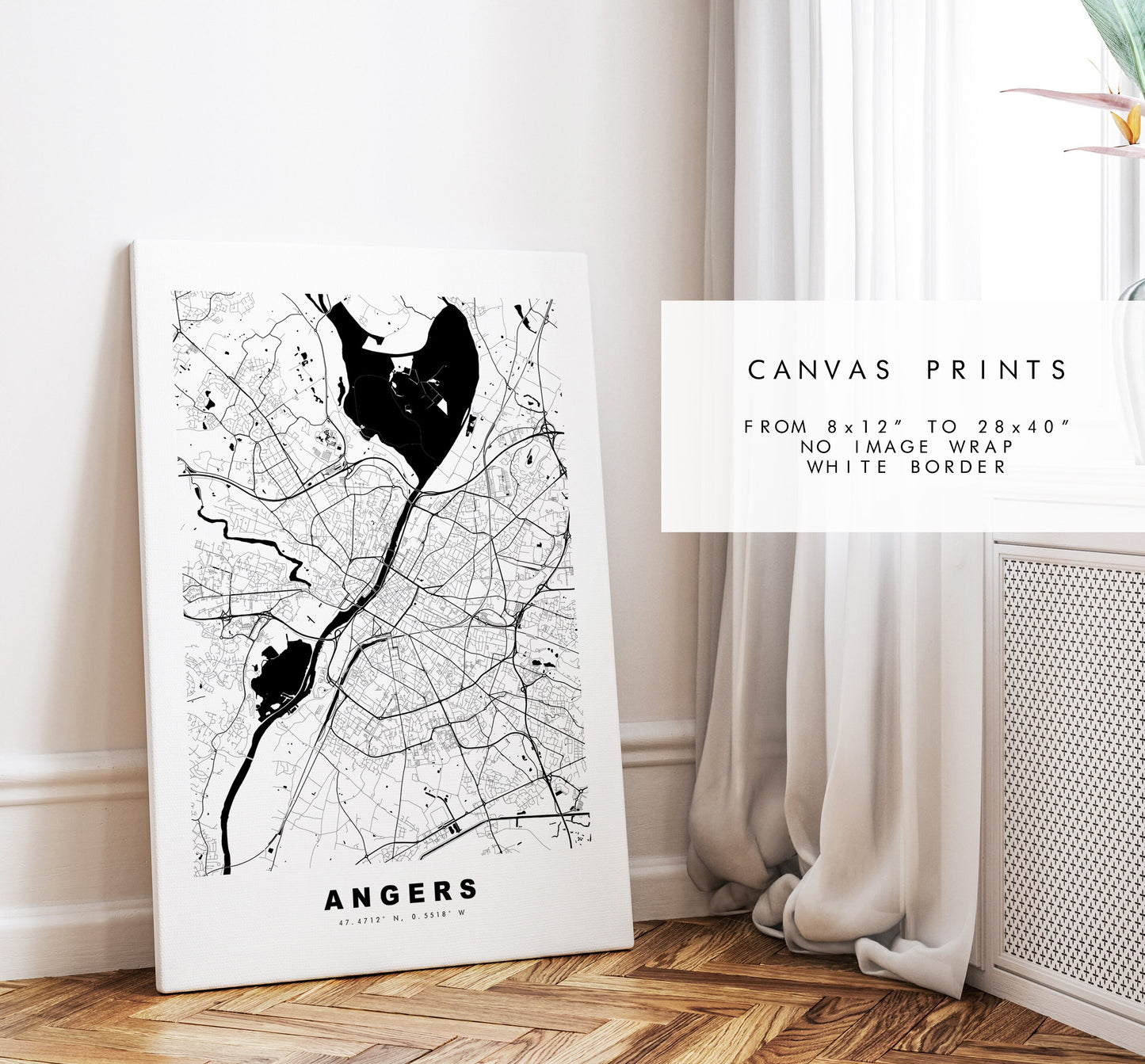 Angers Map Print - City Map Poster - Map Wall Art - France City Maps - Angers Print - Angers Poster - Minimalist City Map - France