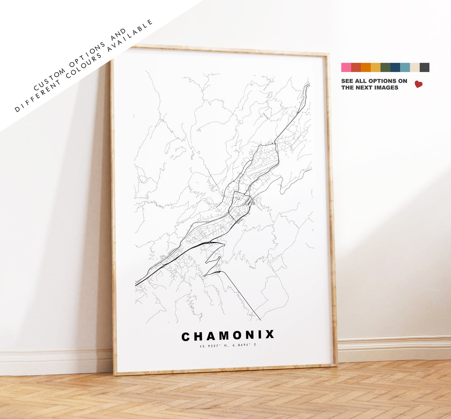 Chamonix Map Print - City Map Poster - Map Wall Art - France City Maps - Chamonix Print - Chamonix Poster - Minimalist City Map - France