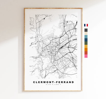 Clermont Ferrand Map Print - City Map Poster - Map Wall Art - France City Maps - Clermont Print - Clermont Poster - Minimalist City Map