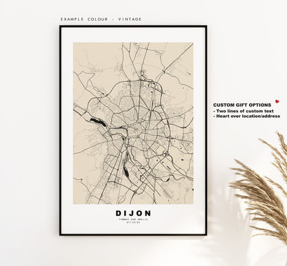 Dijon Map Print - City Map Poster - Map Wall Art - France City Maps - Dijon Print - Dijon Poster - Minimalist City Map - France