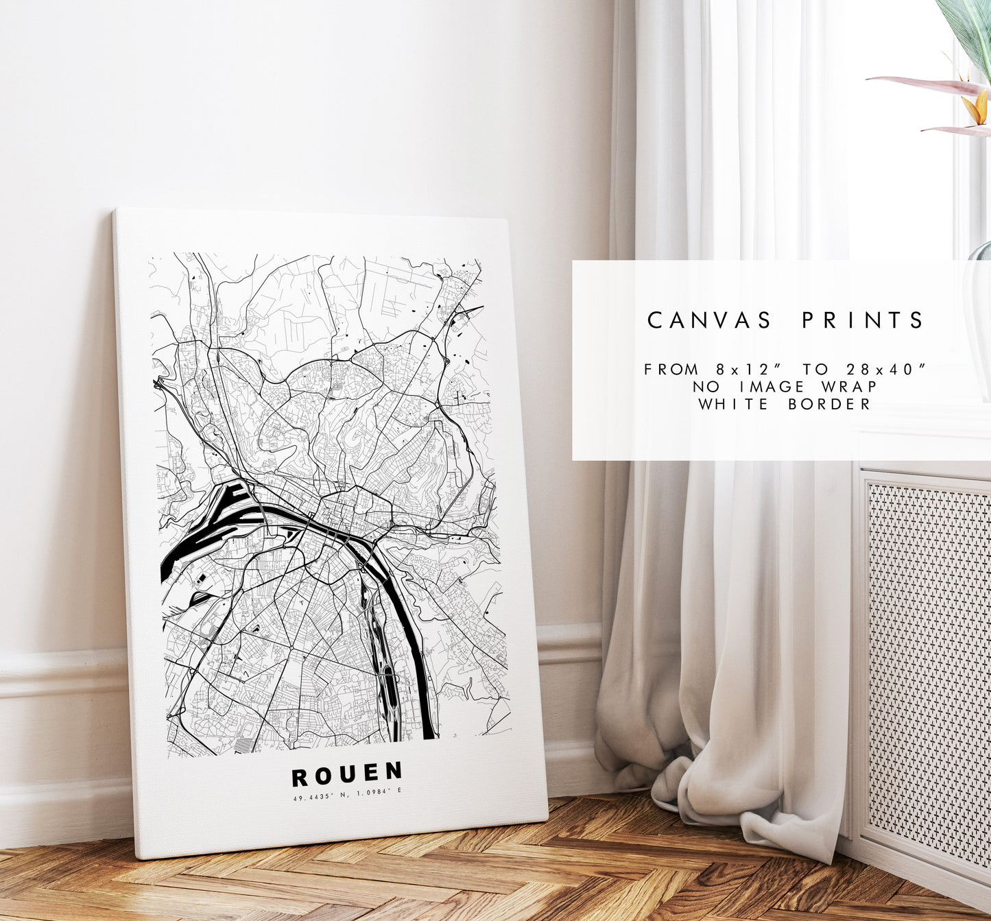 Rouen Map Print - City Map Poster - Map Wall Art - France City Maps - Rouen Print - Rouen Poster - Minimalist City Map - France