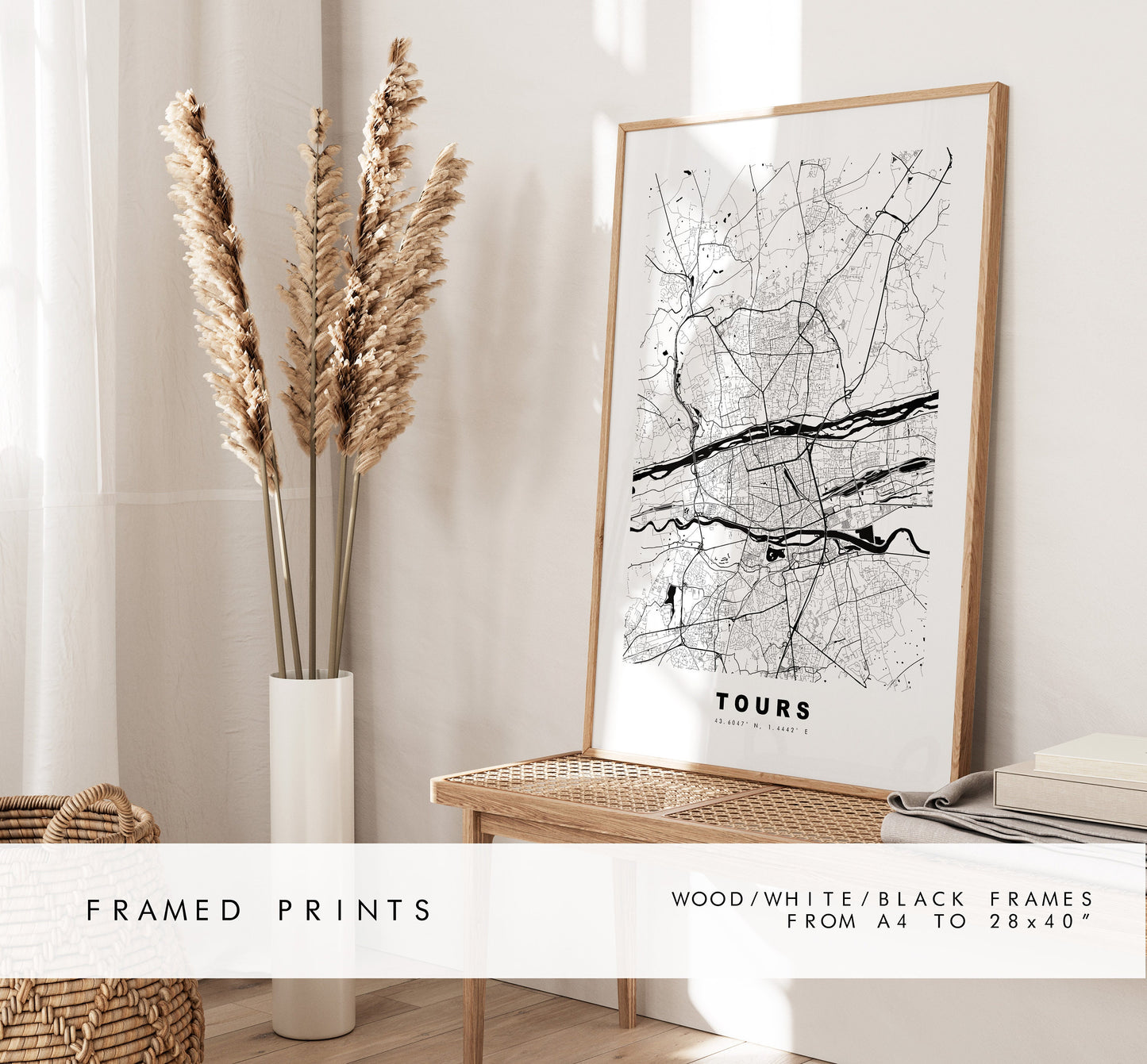 Tours Map Print - City Map Poster - Map Wall Art - France City Maps - Tours Print - Tours Poster - Minimalist City Map - France