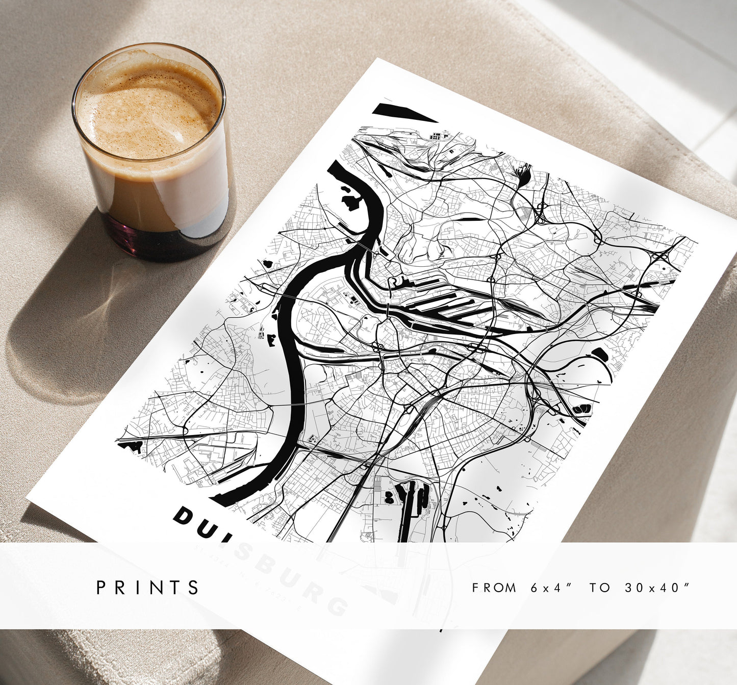 Duisburg Map Print - City Map Poster - Map Wall Art - Germany City Maps - Duisburg Print - Duisburg Poster - Minimalist City Map - Germany