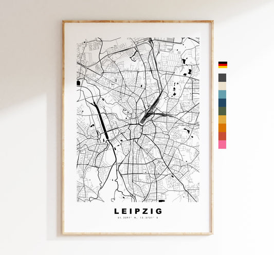 Leipzig Map Print - City Map Poster - Map Wall Art - Germany City Maps - Leipzig Print - Leipzig Poster - Minimalist City Map - Germany