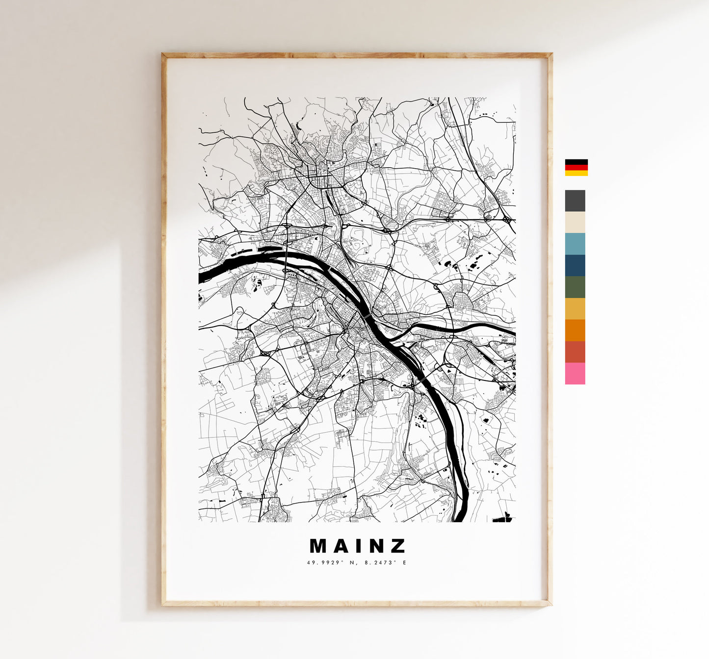 Mainz Map Print - City Map Poster - Map Wall Art - Germany City Maps - Mainz Print - Mainz Poster - Minimalist City Map - Germany