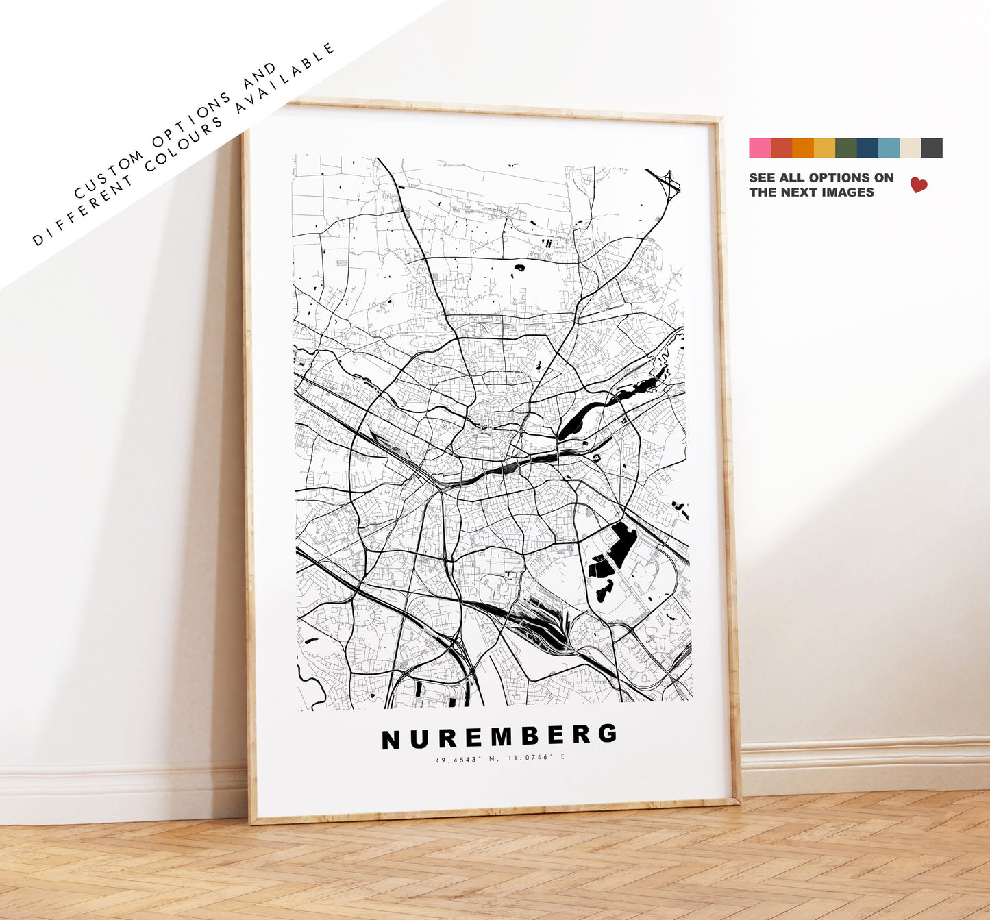 Nuremberg Map Print - City Map Poster - Map Wall Art - Germany City Maps - Nuremberg Print - Nuremberg Poster - Minimalist City Map