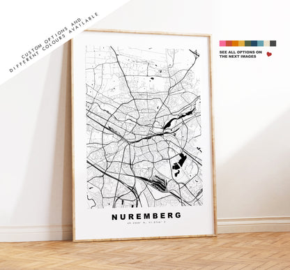 Nuremberg Map Print - City Map Poster - Map Wall Art - Germany City Maps - Nuremberg Print - Nuremberg Poster - Minimalist City Map