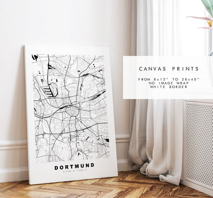 Dortmund Map Print - City Map Poster - Map Wall Art - Germany City Maps - Dortmund Print - Dortmund Poster - Minimalist City Map - Germany