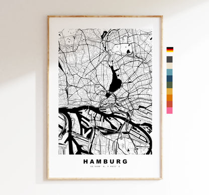 Hamburg Map Print - City Map Poster - Map Wall Art - Germany City Maps - Hamburg Print - Hamburg Poster - Minimalist City Map - Germany