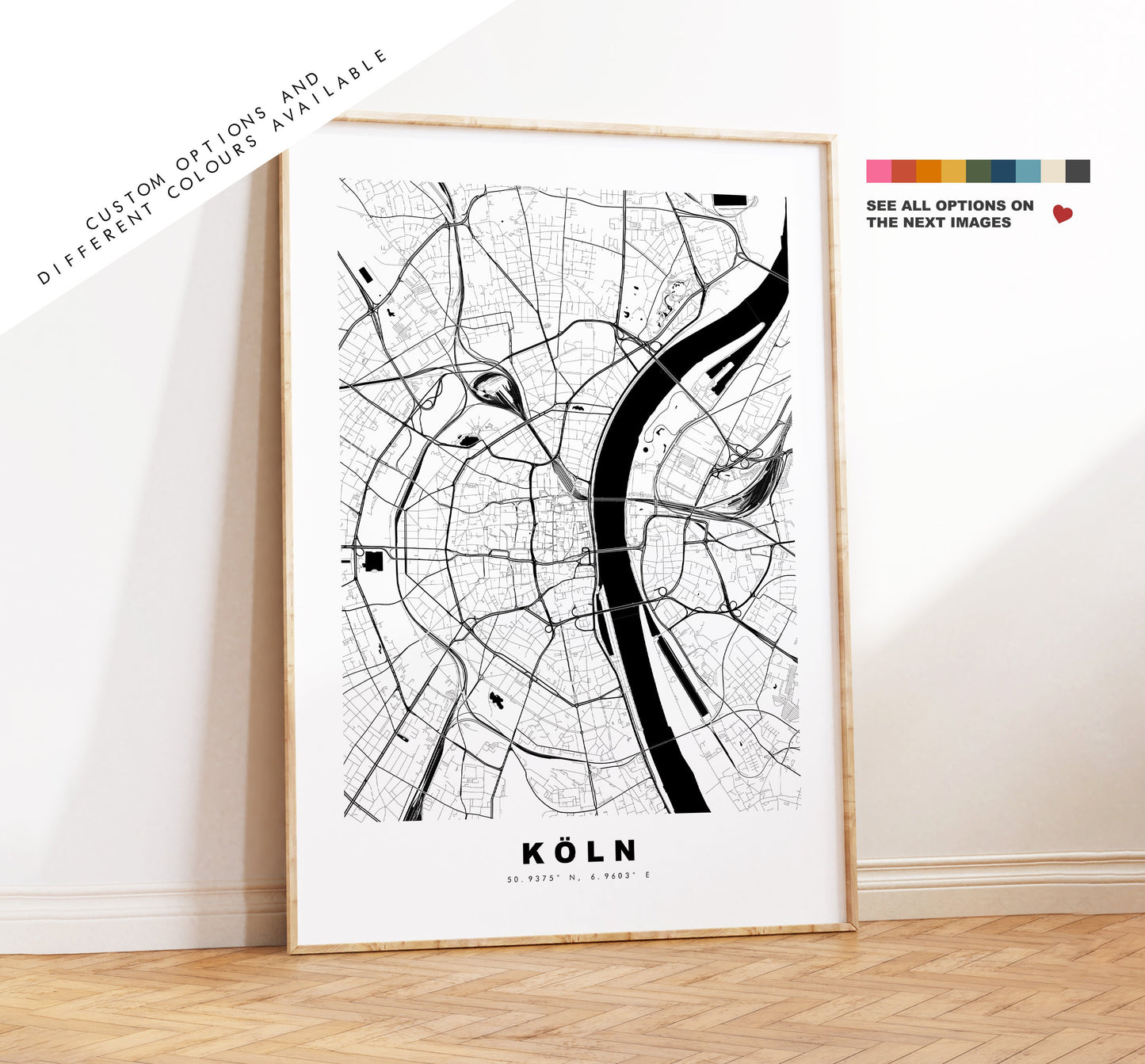 Cologne Map Print - City Map Poster - Map Wall Art - Germany City Maps - Köln Print - Köln Poster - Minimalist City Map - Germany