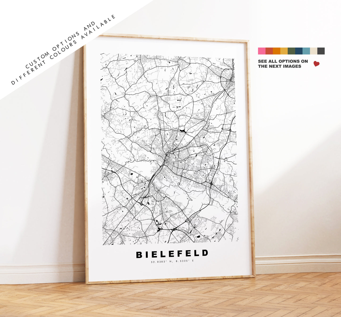 Bielefeld Map Print - City Map Poster - Map Wall Art - Germany City Maps - Bielefeld Print - Bielefeld Poster - Minimalist City Map