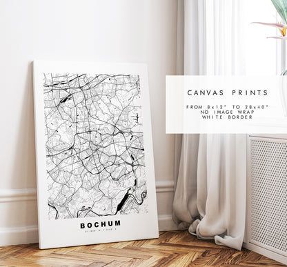 Bochum Map Print - City Map Poster - Map Wall Art - Germany City Maps - Bochum Print - Bochum Poster - Minimalist City Map - Germany