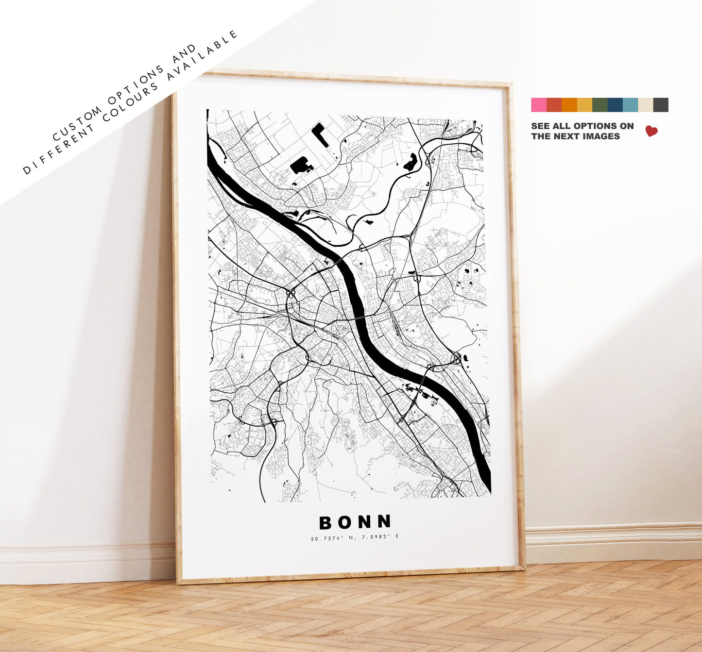 Bonn Map Print - City Map Poster - Map Wall Art - Germany City Maps - Bonn Print - Bonn Poster - Minimalist City Map - Germany