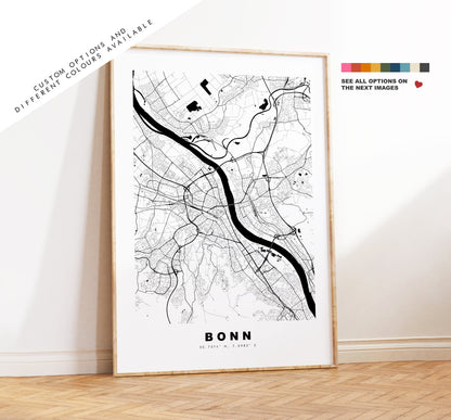 Bonn Map Print - City Map Poster - Map Wall Art - Germany City Maps - Bonn Print - Bonn Poster - Minimalist City Map - Germany