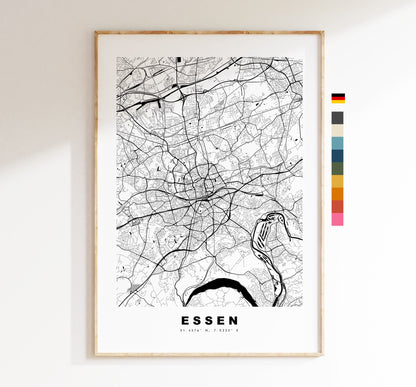 Essen Map Print - City Map Poster - Map Wall Art - Germany City Maps - Essen Print - Essen Poster - Minimalist City Map - Germany