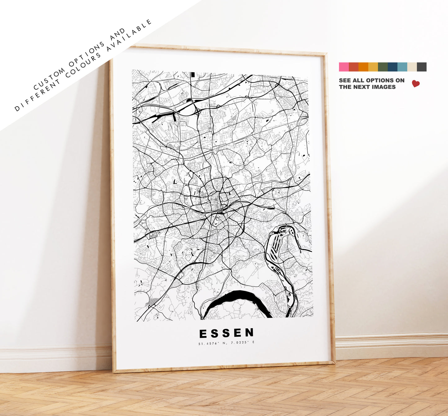 Essen Map Print - City Map Poster - Map Wall Art - Germany City Maps - Essen Print - Essen Poster - Minimalist City Map - Germany