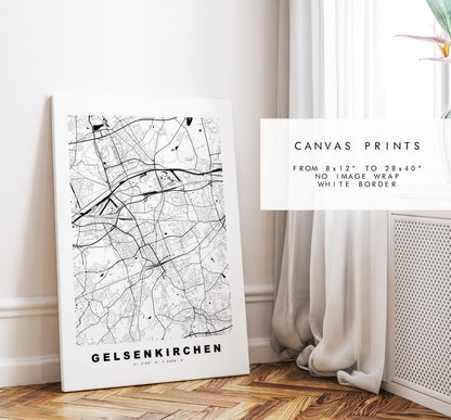 Gelsenkirchen Map Print - City Map Poster - Map Wall Art - Germany City Maps - Gelsenkirchen Print - Poster - Minimalist City Map - Germany