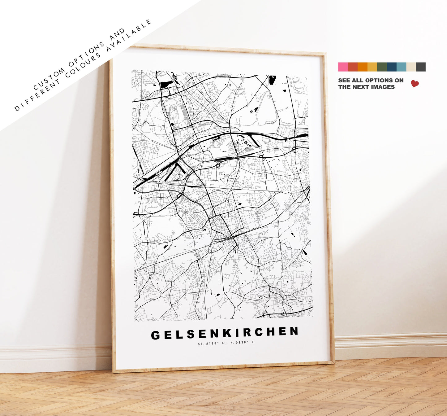 Gelsenkirchen Map Print - City Map Poster - Map Wall Art - Germany City Maps - Gelsenkirchen Print - Poster - Minimalist City Map - Germany