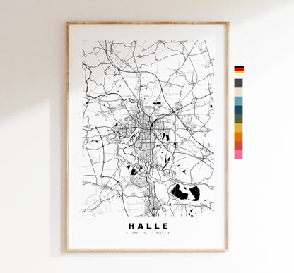 Halle Map Print - City Map Poster - Map Wall Art - Germany City Maps - Halle Print - Halle Poster - Minimalist City Map - Germany