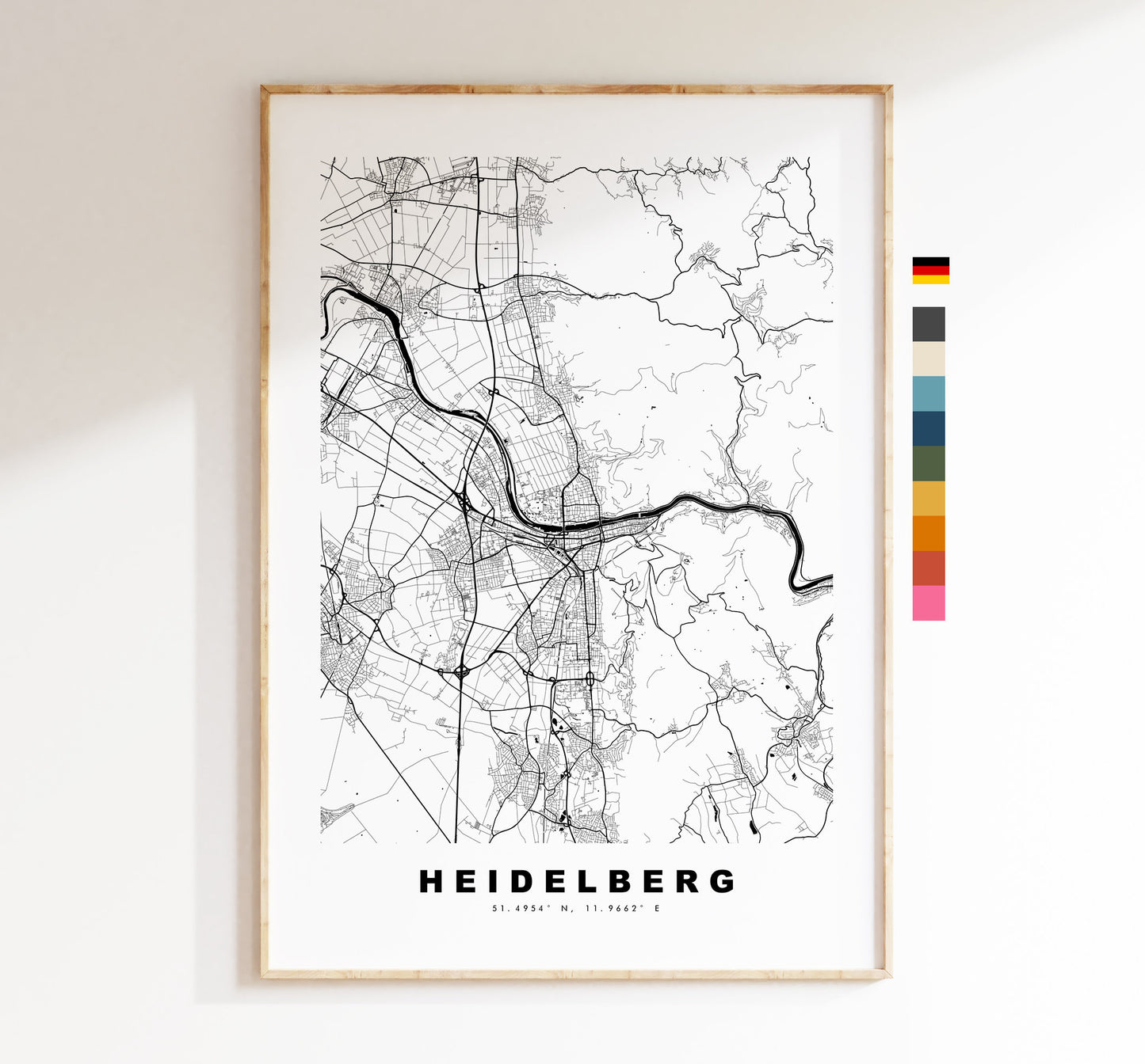 Heidelberg Map Print - City Map Poster - Map Wall Art - Germany City Maps - Heidelberg Print - Heidelberg Poster - Minimalist City Map